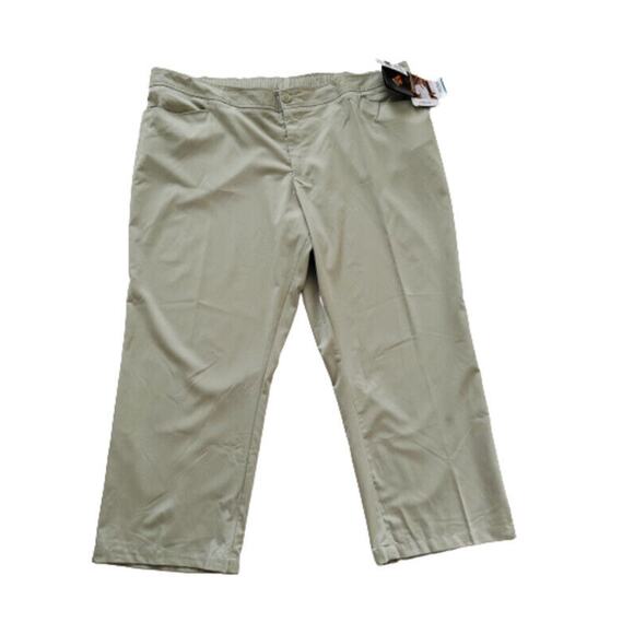 Verite by Barco Pants Womans Tan Celadon Flat Front Arcflex Plus Size 4X NEW - Picture 1 of 12